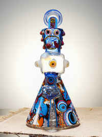 Lookah Bong 10" Blue Evil Eye Glass Beaker Bong