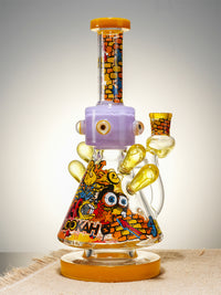 Lookah Bong 10” Multiple Evil Eyes Glass Beaker Bong