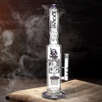 Lookah Bong 20" Double Percolator Ice Straight Tube Glass Bong
