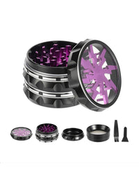 4 Piece Black Aluminum Alloy Herb Grinder with Kief Catcher