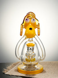 Lookah Bong 8" Mini Cute Striped Dog Recycler Glass Bong