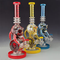 BIIGO Bong 13" Cool Gothic Skull Donut Chamber Glass Bong