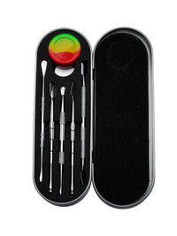 5 PCS Metal Dab Tool Kit with Silicone Container and Travel Case