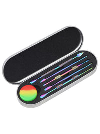 5 PCS Metal Dab Tool Kit with Silicone Container and Travel Case
