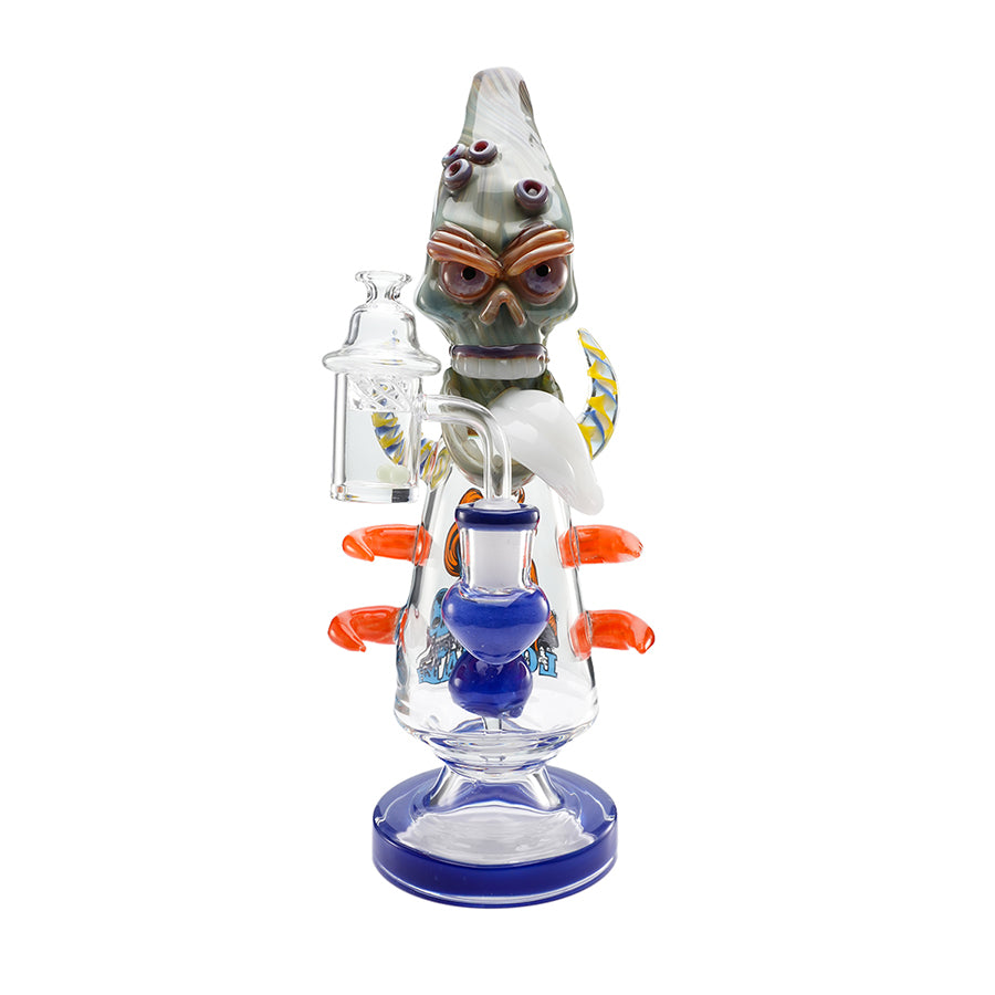Lookah Rig 11" Cool Overlord Skull Glass Dab Rig