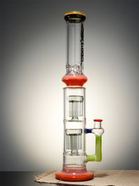 BIIGO Bong 16" StraightTube Double Stacked Tree Perc Water Pipe