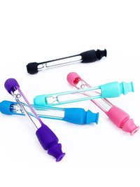 2PCS Glass One Hitter Pipe with Silicone Sleeve