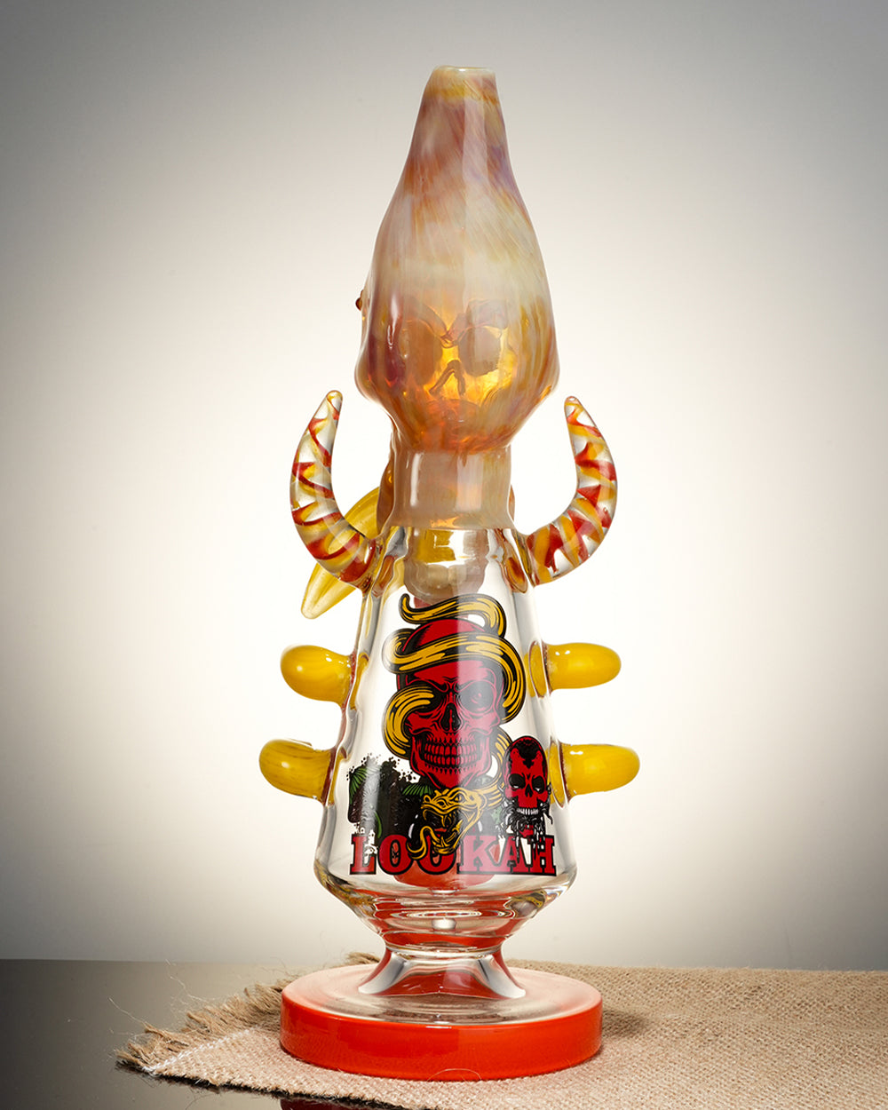 Lookah Rig 11" Cool Overlord Skull Glass Dab Rig