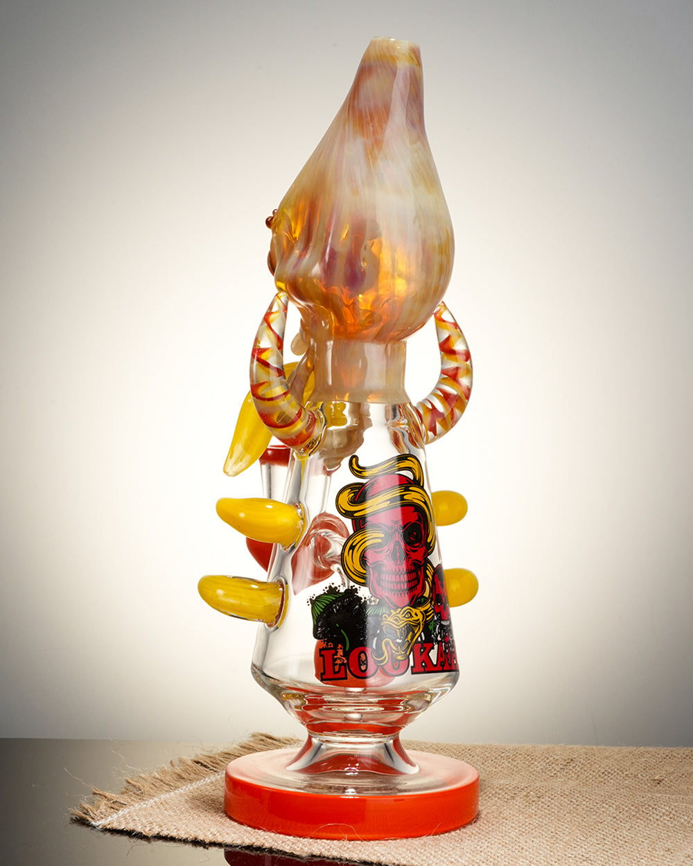 Lookah Rig 11" Cool Overlord Skull Glass Dab Rig