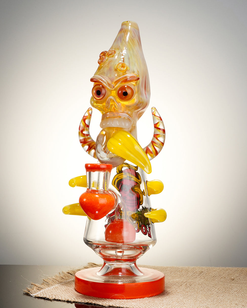 Lookah Rig 11" Cool Overlord Skull Glass Dab Rig