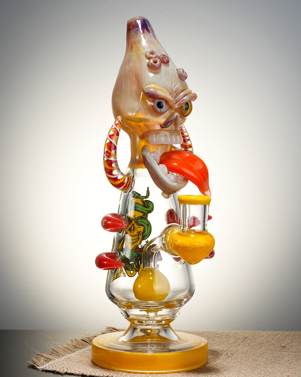 Lookah Rig 11" Cool Overlord Skull Glass Dab Rig