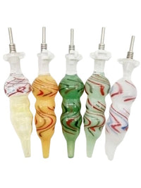 10mm Long Gourd Glass Nectar Straw with Metal Pin Clip